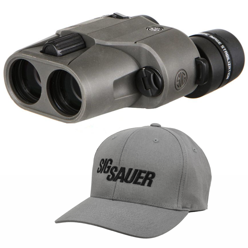Sig Sauer Zulu6 10x30mm, Schmidt-Pechan, Image Stabilized, Graphite Binocular with Hat
