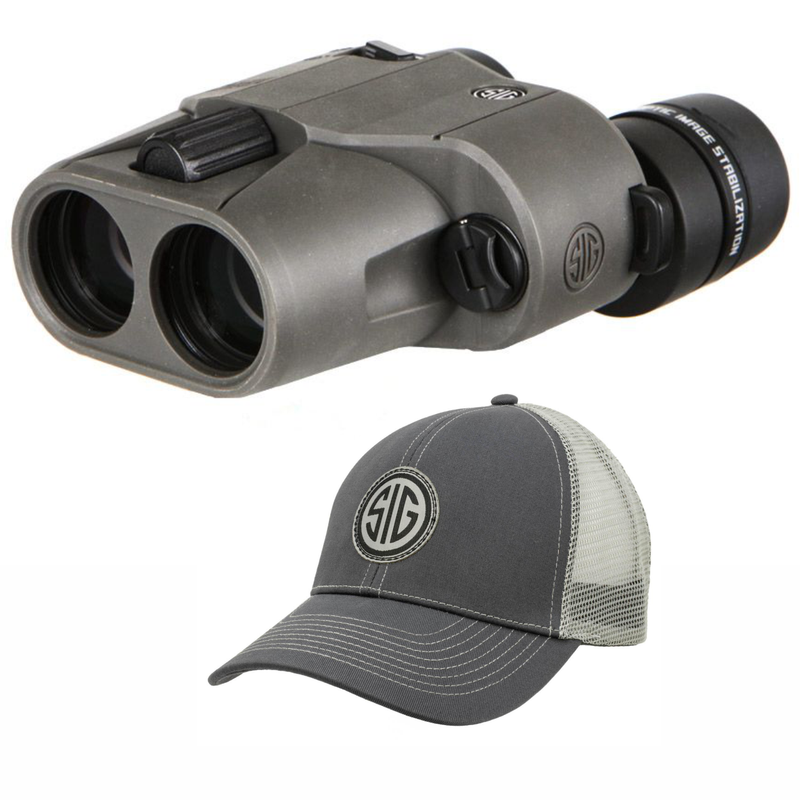 Sig Sauer Zulu6 10x30mm, Schmidt-Pechan, Image Stabilized, Graphite Binocular with Hat