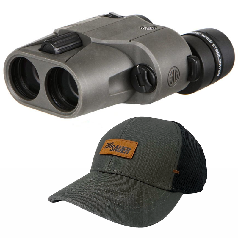 Sig Sauer Zulu6 10x30mm, Schmidt-Pechan, Image Stabilized, Graphite Binocular with Hat