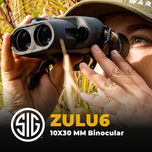 Sig Sauer Zulu6 10x30mm, Schmidt-Pechan, Image Stabilized, Graphite Binocular with Hat