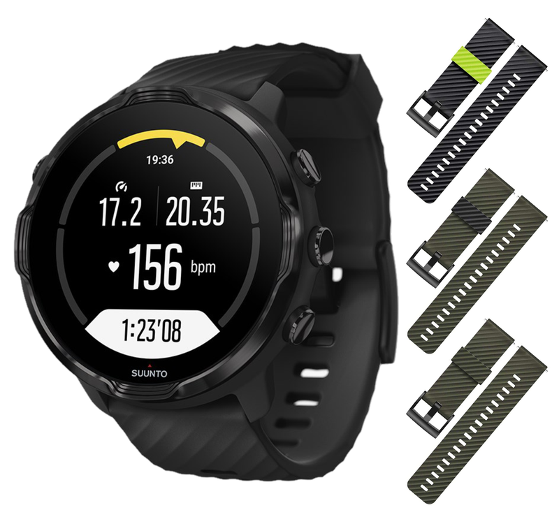 Suunto 7 GPS Sports Smart Watch with Wearable4U 3x Wristband Strap Bundle