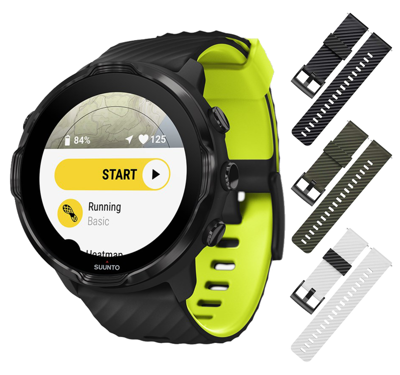 Suunto 7 GPS Sports Smart Watch with Wearable4U 3x Wristband Strap Bundle