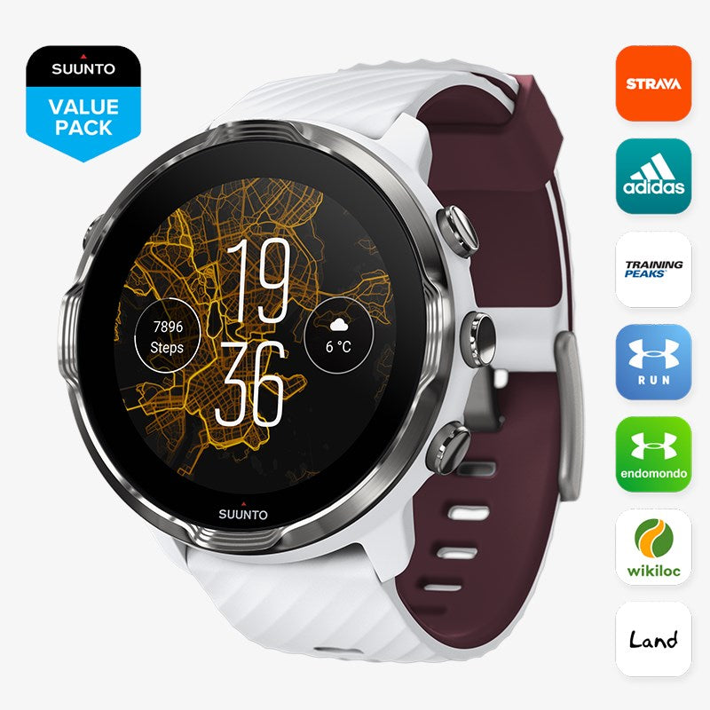 Suunto 7 GPS Sports Smart Watch with Wearable4U 3x Wristband Strap Bundle