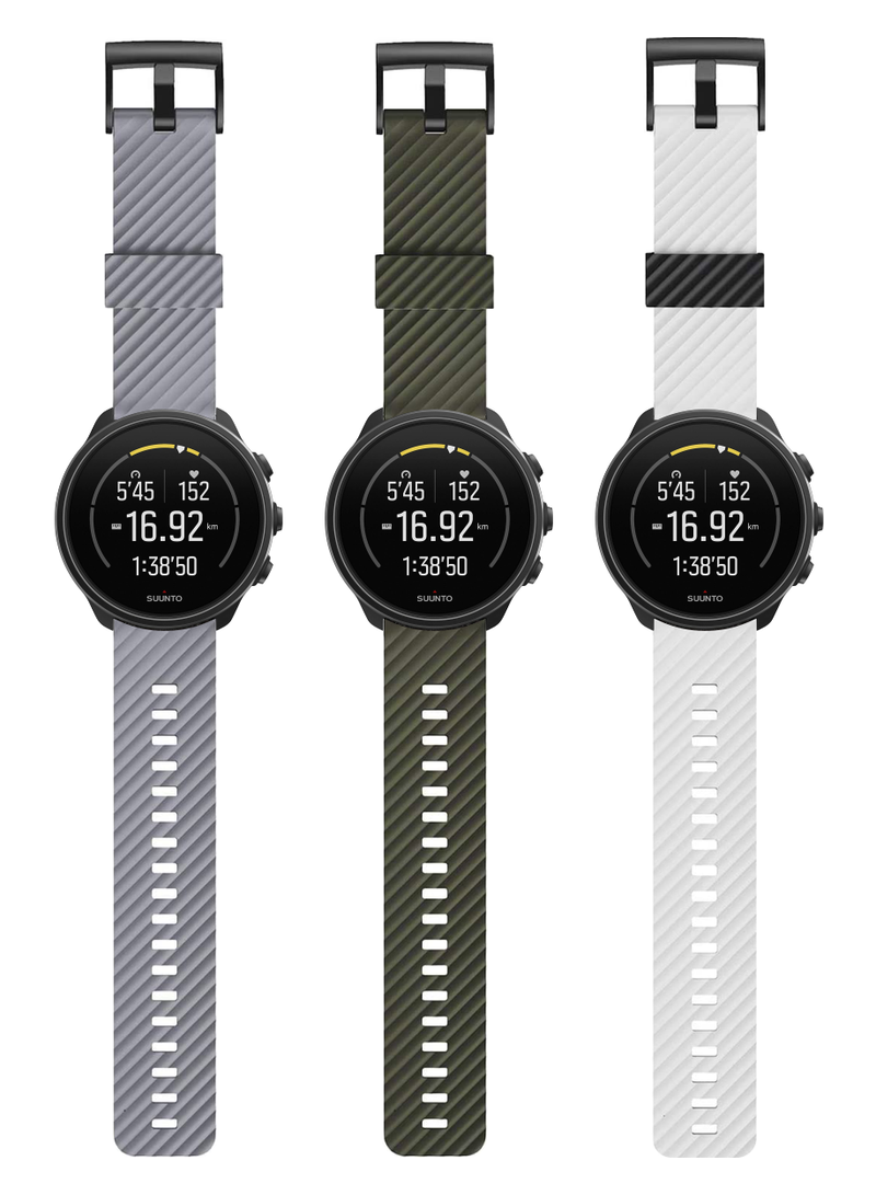 SUUNTO 9 Baro, GPS Sports Watch Smartwatch, Titanium with Wearable4U 3x Wristband Strap Bundle