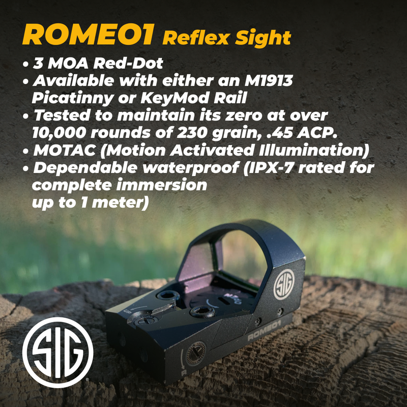 Sig Sauer ROMEO1 1X30 MM 3 MOA or 6 MOA Waterproof and Fogproof Red Dot Sight