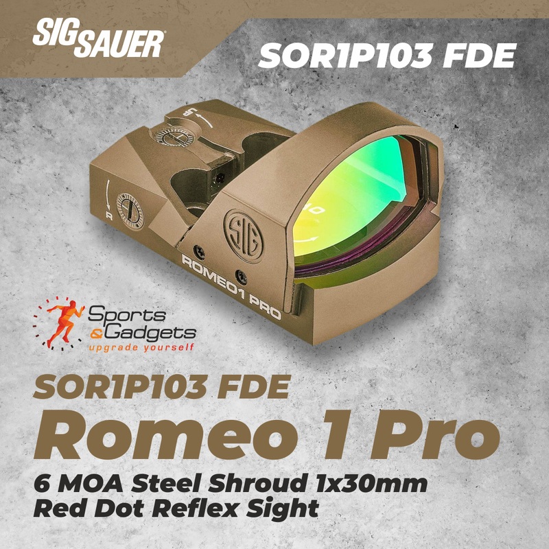 Sig Sauer SOR1P103 FDE Romeo1Pro 6 MOA Steel Shroud 1x30mm Red Dot Reflex Sight