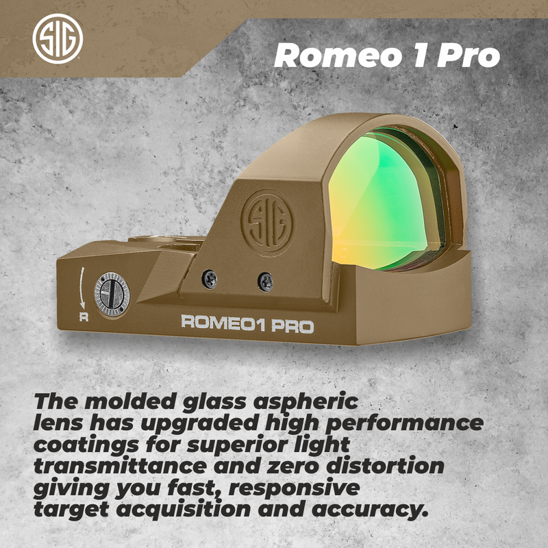 Sig Sauer SOR1P103 FDE Romeo1Pro 6 MOA Steel Shroud 1x30mm Red Dot Reflex Sight