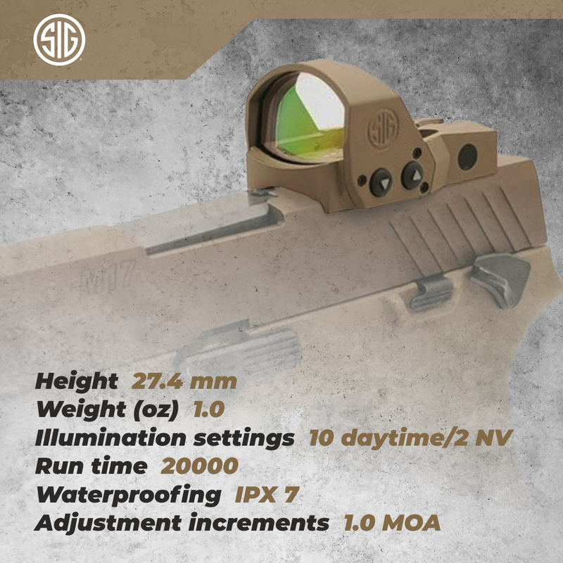 Sig Sauer SOR1P103 FDE Romeo1Pro 6 MOA Steel Shroud 1x30mm Red Dot Reflex Sight