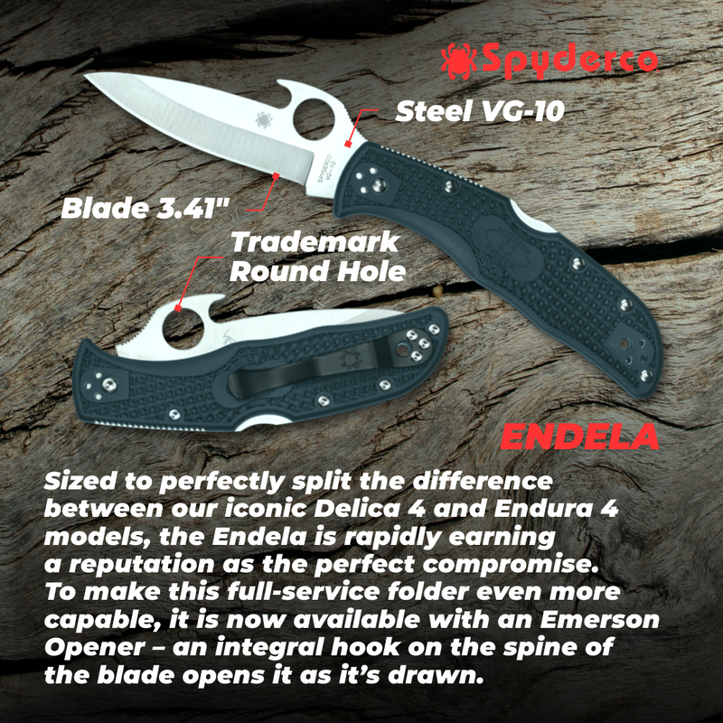 Spyderco C243PGYW Endela Emerson Opener FRN Plain Edge Pocket Folding Knife