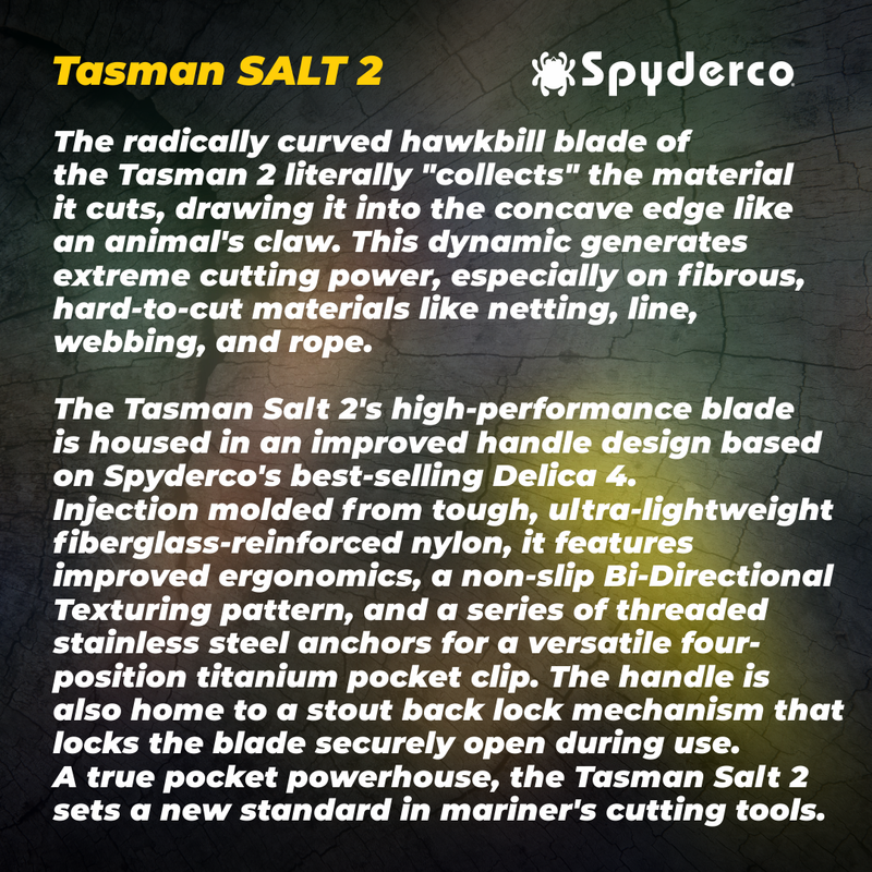 Spyderco Tasman Salt 2 SpyderEdge H1 Back Lock 2.91" 74mm Blade Folding Knife