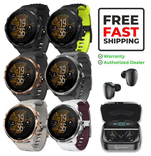 SUUNTO 7 GPS Sports Smartwatch with Versatile Sports Experience with Wearable4U EarBuds Power Bundle