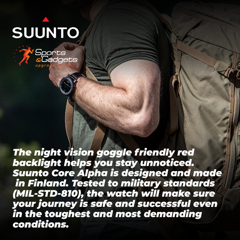 Suunto CORE Alpha Stealth Smartwatch Black with Compass and Altimeter and Barometer