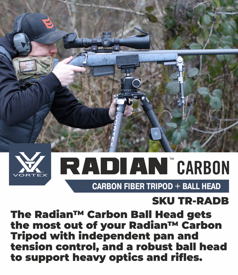 Vortex Optics Radian Carbon Fiber Tripod Kit with Ball Head with Free Hat Bundle