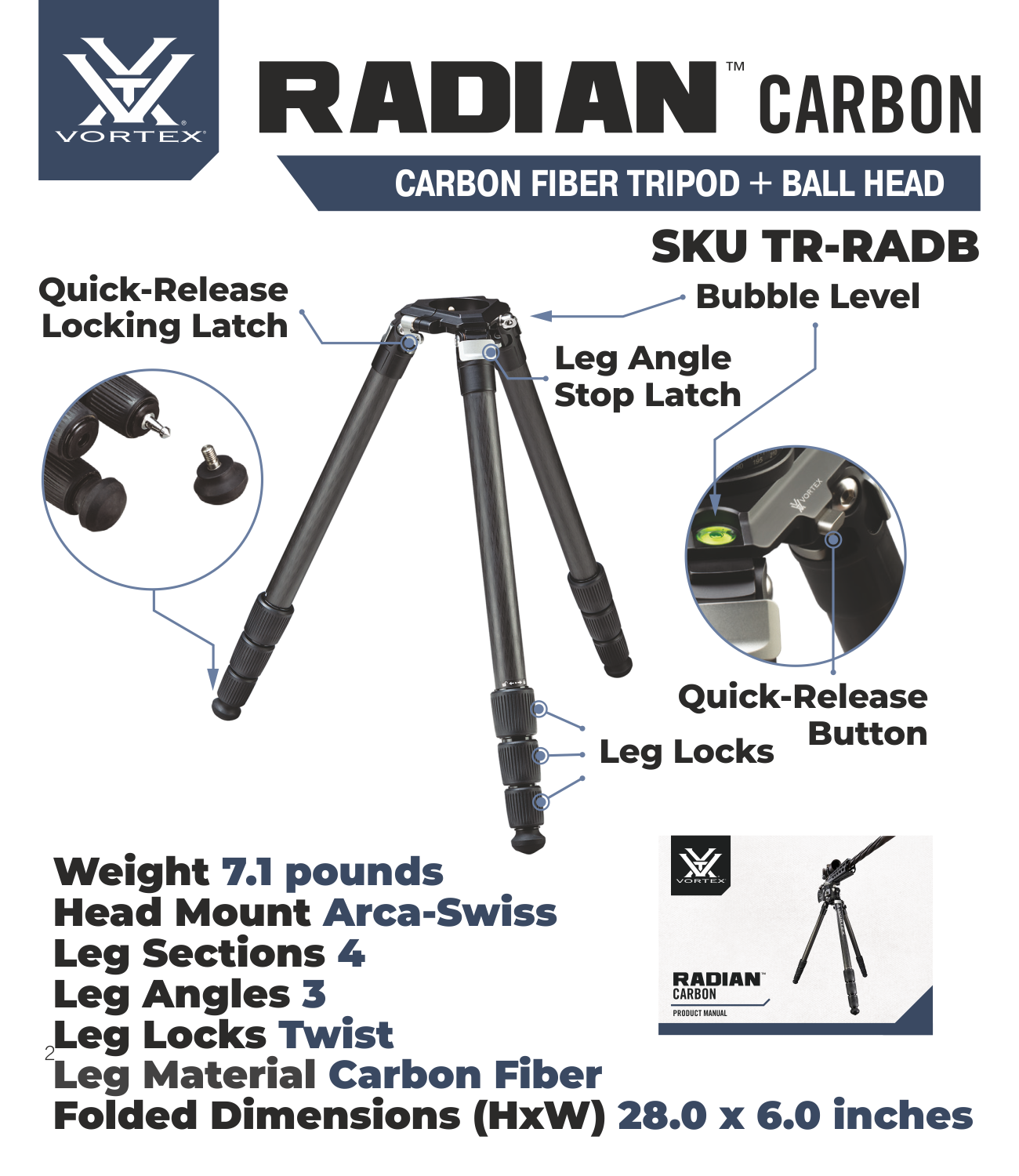 Vortex Optics Vortex Radian Tripod Vortex Radian Carbon Fiber