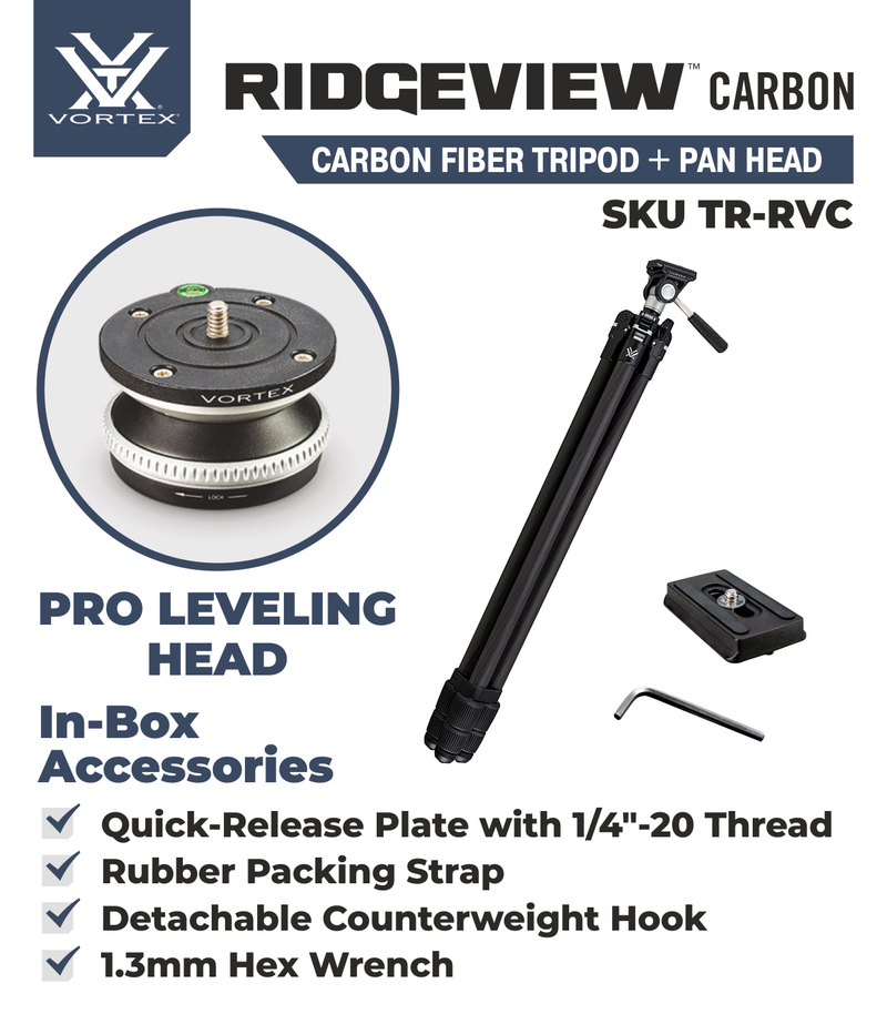 Vortex Optics Ridgeview Carbon Tripod Kit with Free Hat Bundle