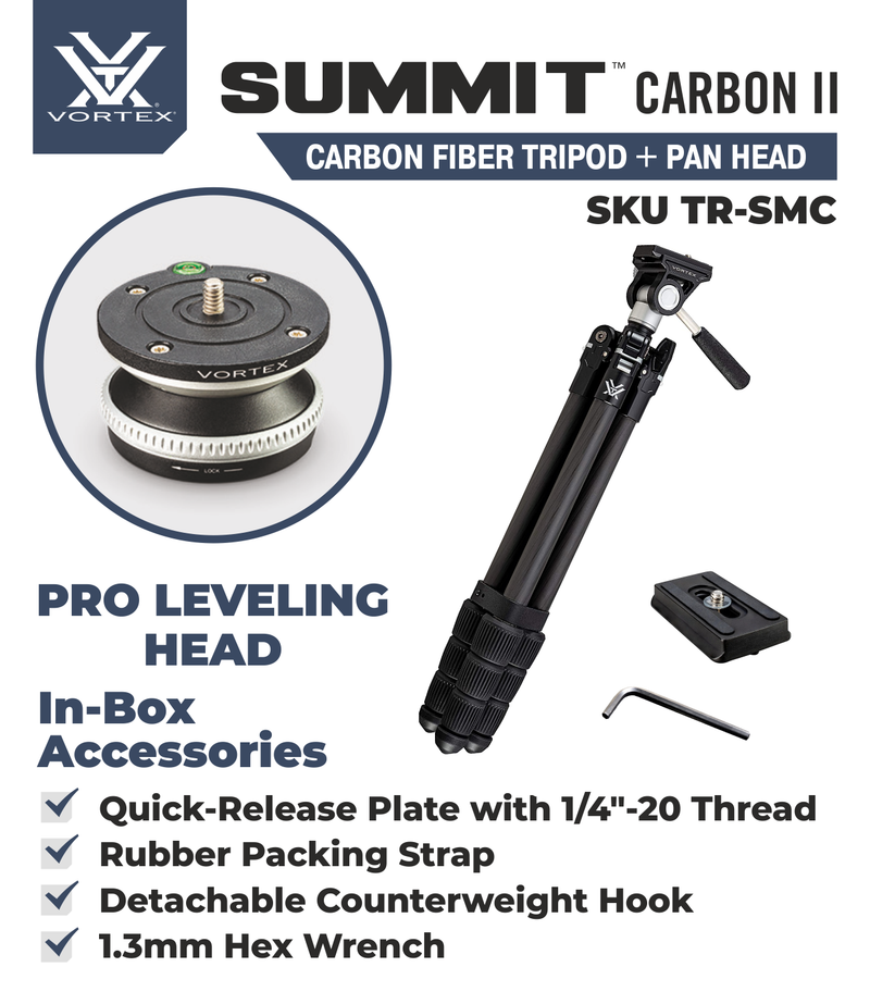 Vortex Optics Summit Carbon II Tripod Kit with Free Hat Bundle