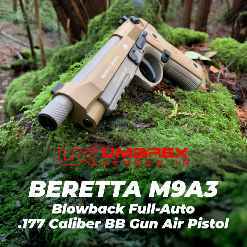 Umarex Beretta M9A3 Blowback Air Gun with Wearable4U Hard Case and Pack of 1500ct Steel BBs Bundle (+Case +BBs)