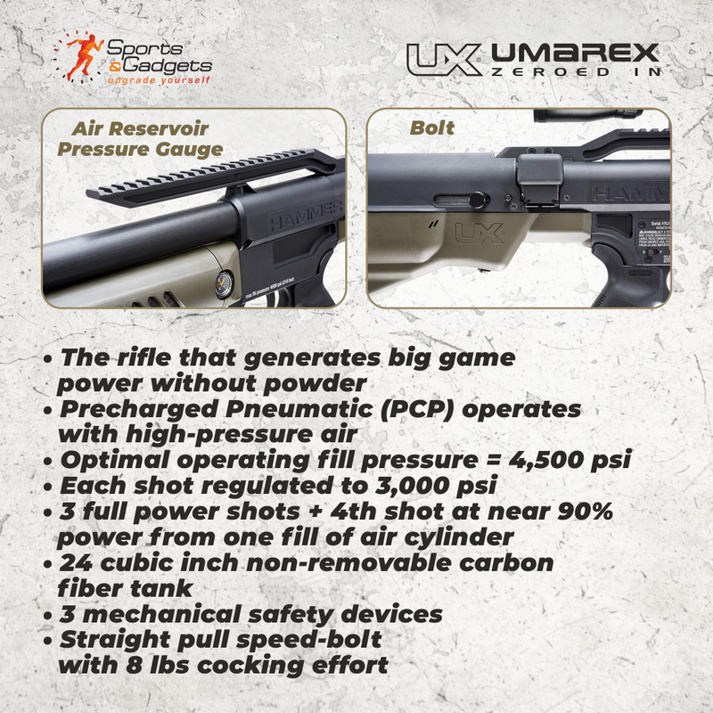 Umarex Hammer .50 Caliber PCP Pellet Hunting Gun Air Rifle