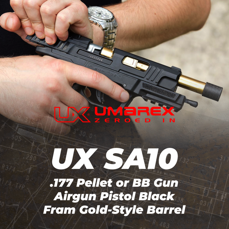 Umarex UX SA10 .177 Caliber Blowback CO2 Pellet or BB Air Pistol with Wearable4U 5x CO2 Tanks and 1500x .177 BBs and Extra Mag Bundle