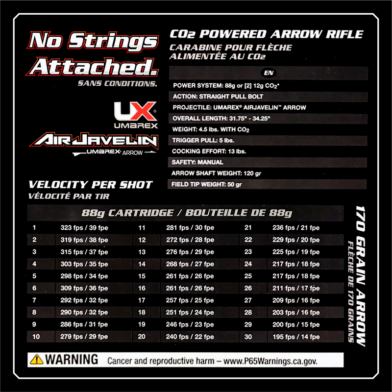 Umarex AirJavelin Arrow Gun Air Rifle with Carbon Fiber Arrows with Wearable4U 2x 90gr CO2 Tanks Bundle (Black)