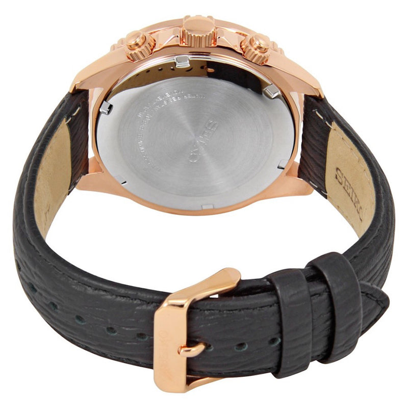 Seiko Core Solar Chronograph Quartz Gold and Black Leather Dress Men's Watch SSC448