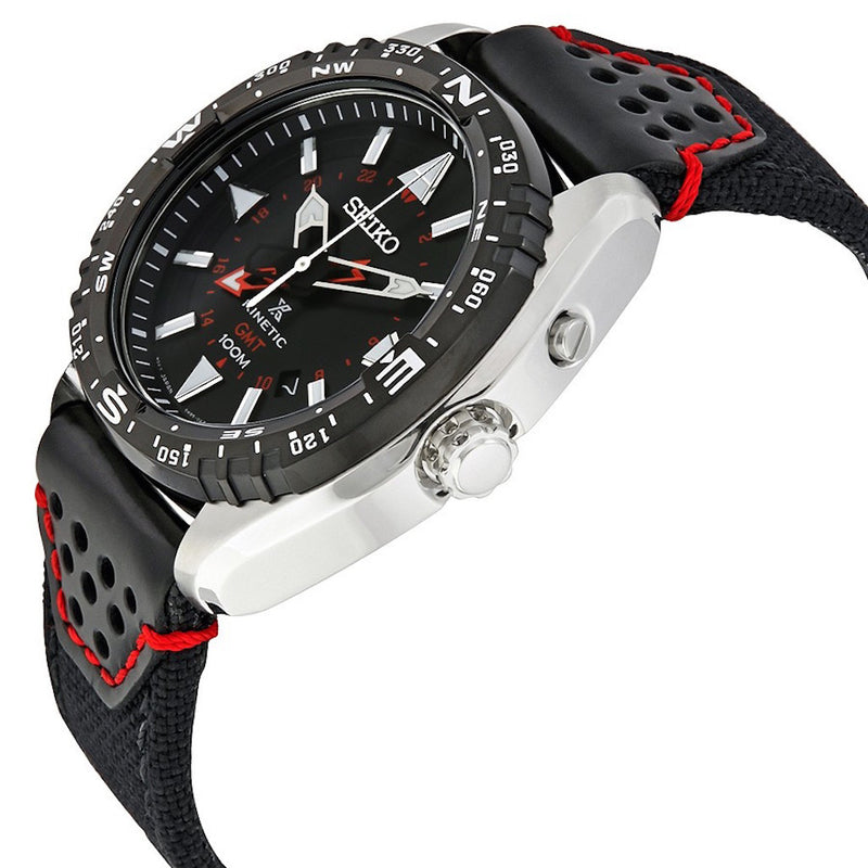 Seiko Prospex Kinetic Stainless Steel Black Dial Men's Watch SUN049 with silicone metal band