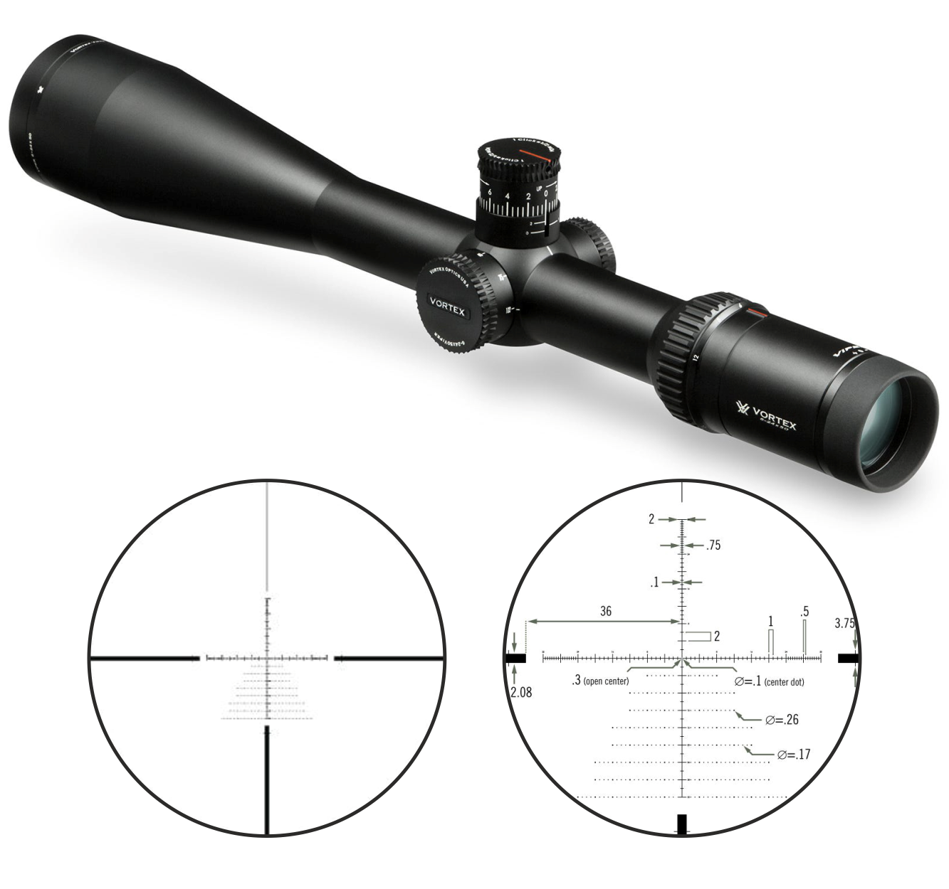 Vortex Scope Reticels Vortex Optics Viper HSLR 6-24X50 XLR (MOA) Reticle First Focal Plane R ...