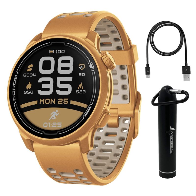 Coros PACE 2 Premium GPS Sport Watch with Nylon or Silicone Band, Heart Rate Monitor, Barometer with Wearable4U Power Bank Bundle