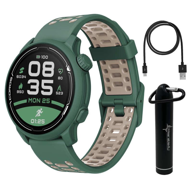 Coros PACE 2 Premium GPS Sport Watch with Nylon or Silicone Band, Heart Rate Monitor, Barometer with Wearable4U Power Bank Bundle