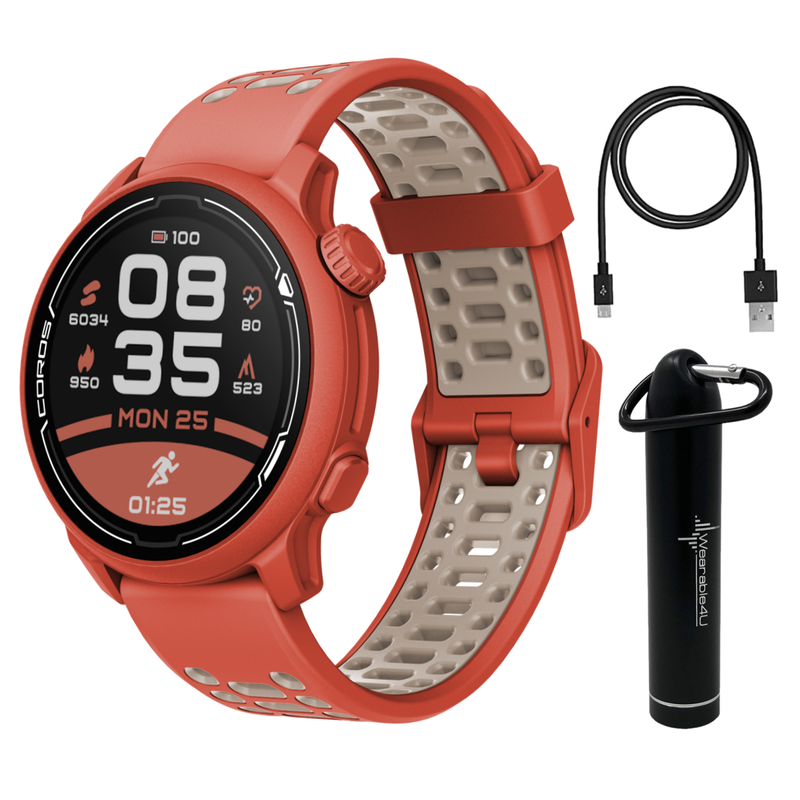 Coros PACE 2 Premium GPS Sport Watch with Nylon or Silicone Band, Heart Rate Monitor, Barometer with Wearable4U Power Bank Bundle