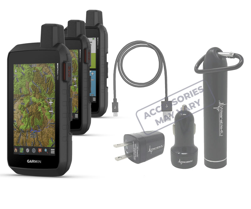 Garmin Montana 700 Series (750i, 700i or 700 ) Rugged GPS Touchscreen Navigator with Included Wearable4U Bundle