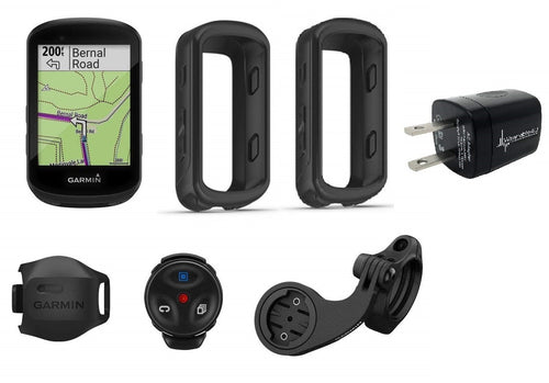 Garmin Edge 530 GPS Cycling Computer with included MTB original Garmin Silicone Case and Wearable4U Wall Charging Adapter Bundle