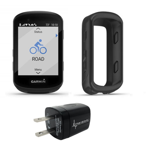 Garmin Edge 530 GPS Cycling Computer with Included Original Garmin Silicone Case and Wearable4U Wall Charging Adapter Bundle