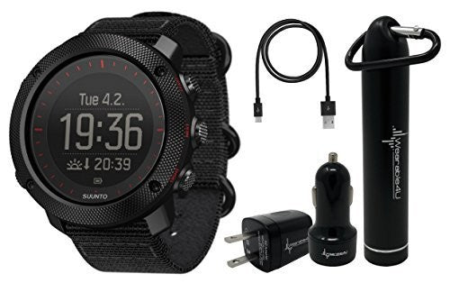 Suunto Traverse Alpha GPS/GLONASS Watch with Versatile Outdoor Functions for Fishing and Hunting and Wearable4U Ultimate Power Pack Bundle