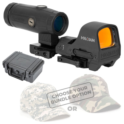 Holosun HS510c Reflex Red Dot Sight and HM3X 3X Magnifier Combo Set with Hard Case and Free Hat Bundle