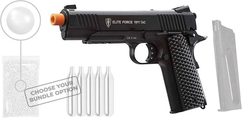 Umarex Elite Force 1911 TAC Gen3 CO2 Blowback Airsoft Pistol Black (2279555) with Wearable4U Bundle
