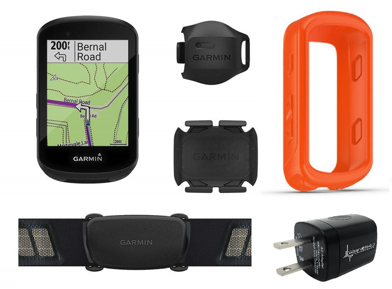Garmin Edge 530 GPS Cycling Computer with Included HRM Original Garmin Silicone Case Wearable4U Wall Charging Adapter Bundle