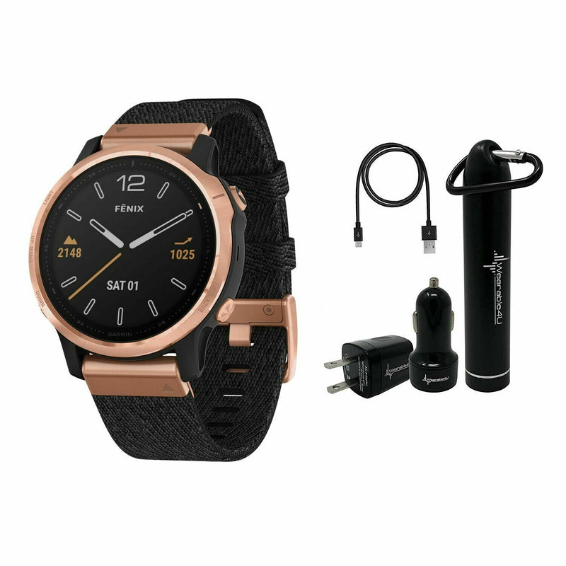 Garmin Fenix 6S Smaller-Sized Multisport GPS Watch with Wrist-Based Heart Rate Pulse Ox and Wearable4U Ultimate Power Bundle