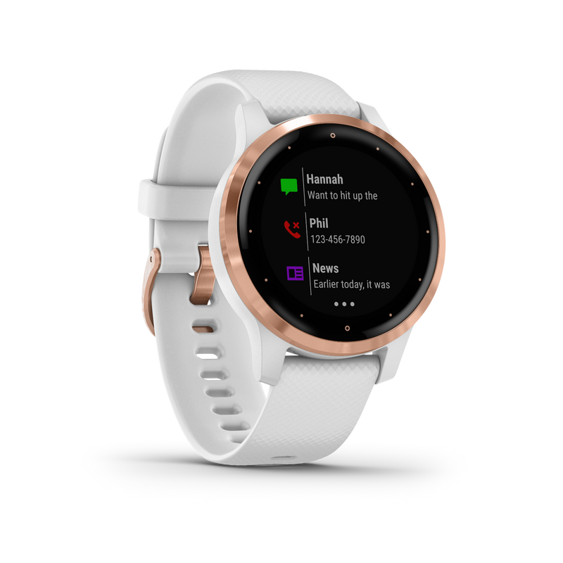 Garmin Vivoactive 4S White Rose GPS Smartwatch and Wearable4U Power Pack Bundle