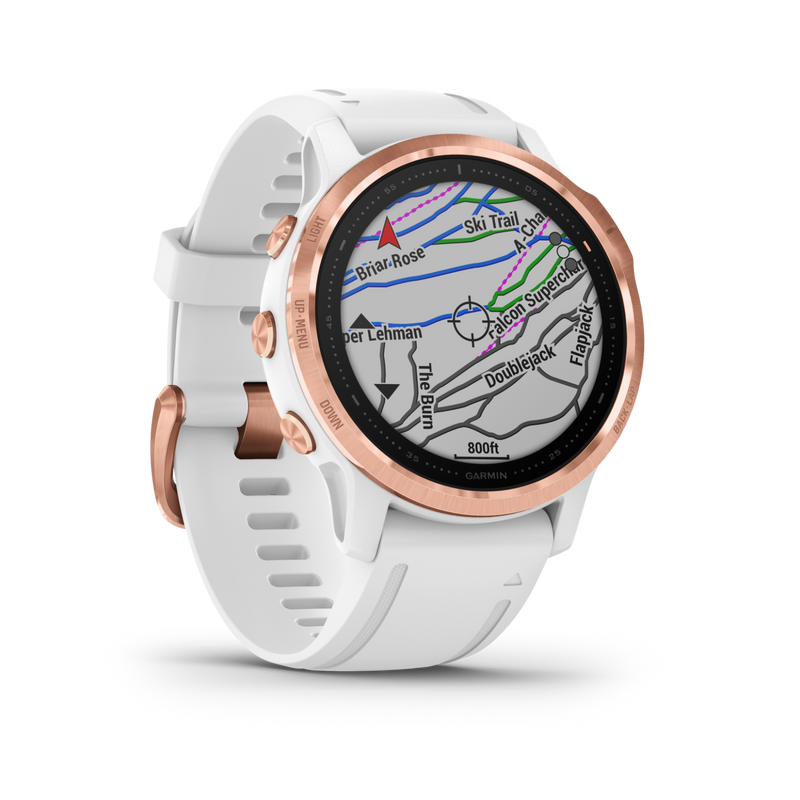 Garmin Fenix 6S Rose Gold-tone with White Band GPS Watch with Wearable4U Power