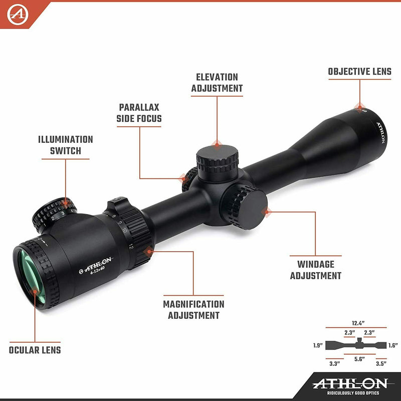 Athlon Optics Neos 4-12x40, Capped, Side Focus, 1 inch, SFP, BDC 500 IR Riflescope with included Extra Battery CR2032 and Wearable4U Lens Cleaning Pen and Lens Cleaning Cloth Bundle