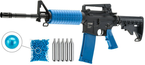 Umarex T4E .43 Cal Training Paintball Rifle Paintball Marker with of 100 .43 Cal Blue Paintballs and 5x12gr CO2 Tank Bundle (Blue/Black)