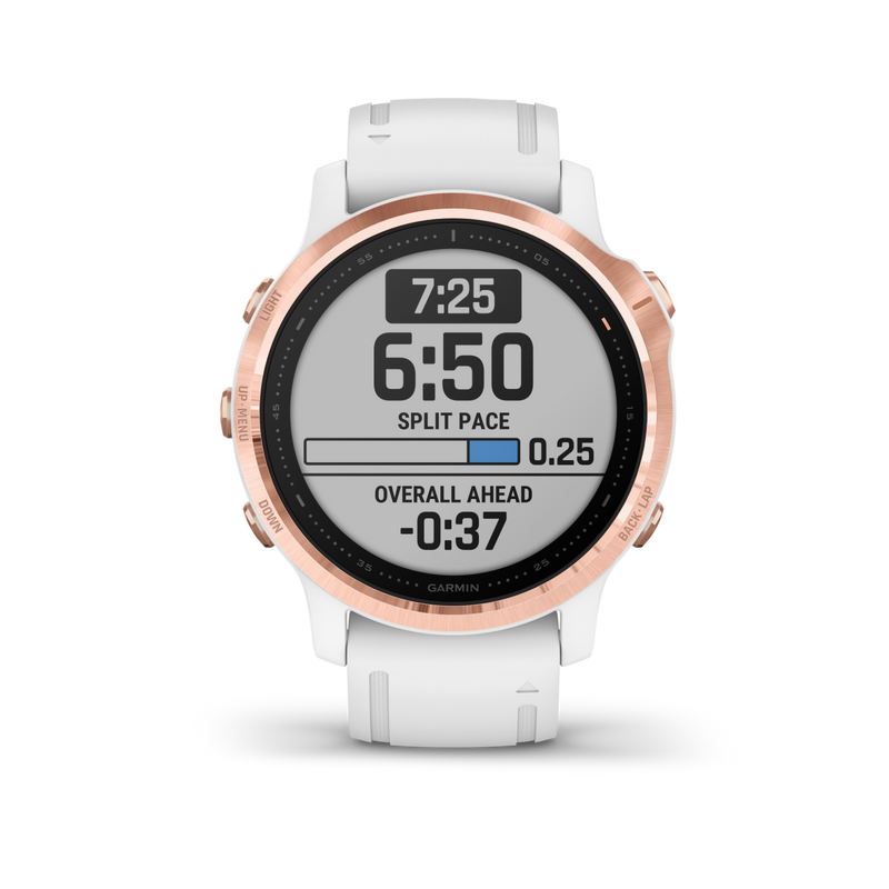 Garmin Fenix 6S Rose Gold-tone with White Band GPS Watch with Wearable4U Power