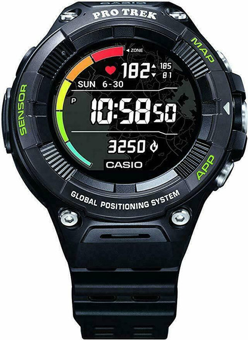 Casio"Pro Trek" Outdoor Heart-Rate Monitor GPS Sports Watch (Model WSD-F21HR-BKAGU) (BLACK)