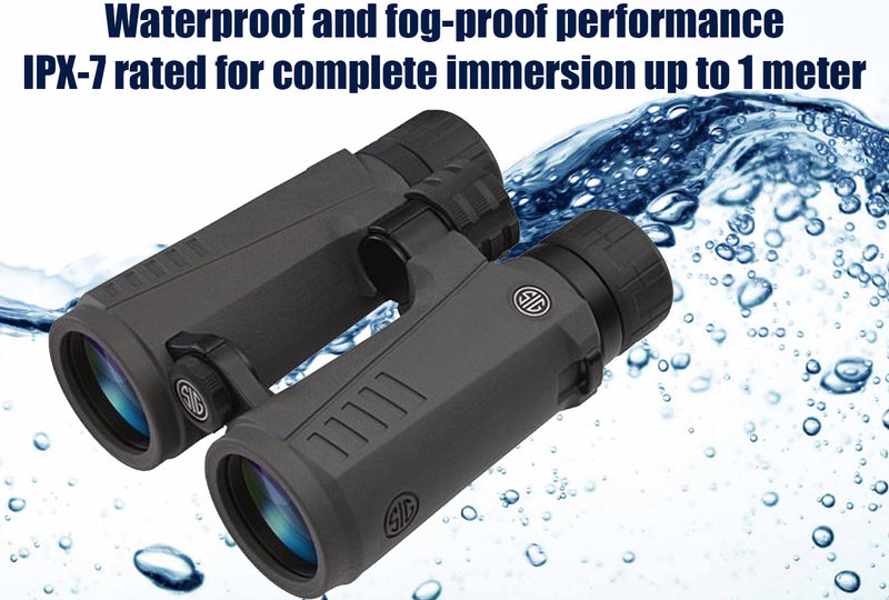 Sig Sauer Zulu7 10x42mm HDX Open Bridge BAK4 Prism Waterproof Binocular, Graphite