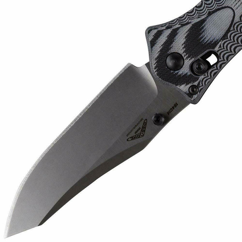 Benchmade Rift 950 Knife, Reverse Tanto Plain Edge/Satin Finish, Black & White