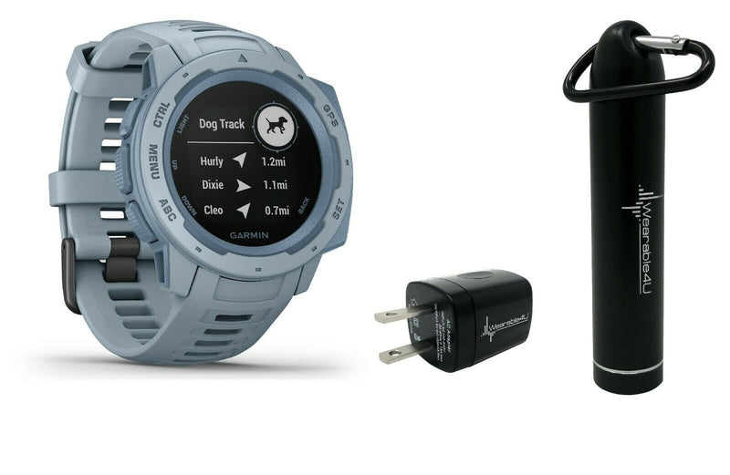 Garmin Instinct, Rugged Outdoor Watch with GPS, Features GLONASS and Galileo, Heart Rate Monitoring W Wearable4U Power