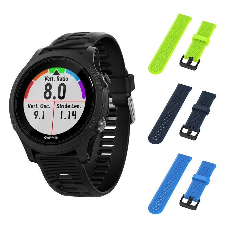 Garmin Forerunner 945 GPS Running Smartwatch with Included Wearable4U 3 Straps (Lime/NavyBlue/SkyBlue)