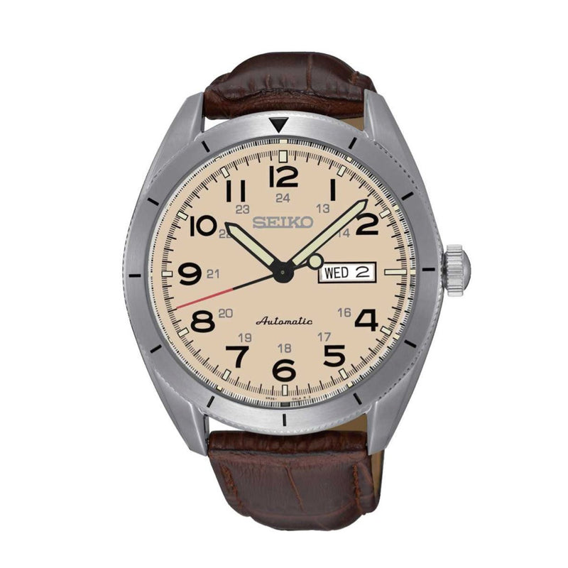 Seiko Core Beige Dial Automatic Men's Watch SRP713 with leather band