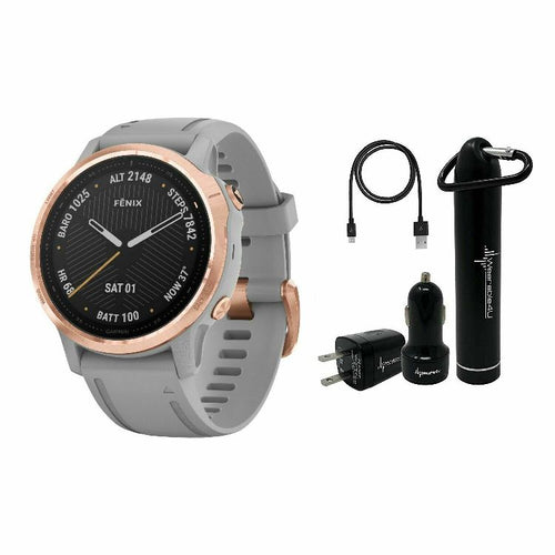 Garmin Fenix 6S Rose Gold-tone with Powder Gray Band GPS Watch with Wearable4U
